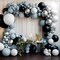 Blue Black Balloon Garland - Double Stuffed Pearl White Dusty Blue Balloons Black Silver Balloon Arch for Graduation Birthday Anniversary Baby Shower Wedding Party Decorations